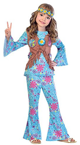 amscan 9903533 - Kinder 1960er Jahre Flower Power Hippie Mädchen Kostüm Alter 8-10 Jahre