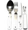 German Cutlery Set 4 Pieces Eating Utensils Military Style Spoon Fork Knife kit Flatware Multi-Tool Camping Bottle can Opener Stainless Steel New