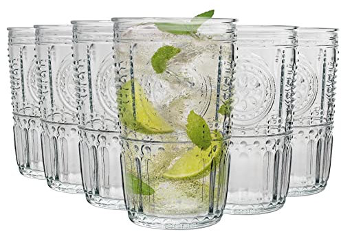 Bormioli Rocco Romantic Ridged Highball Cocktail Glasses Set - 475ml - Pack of 24