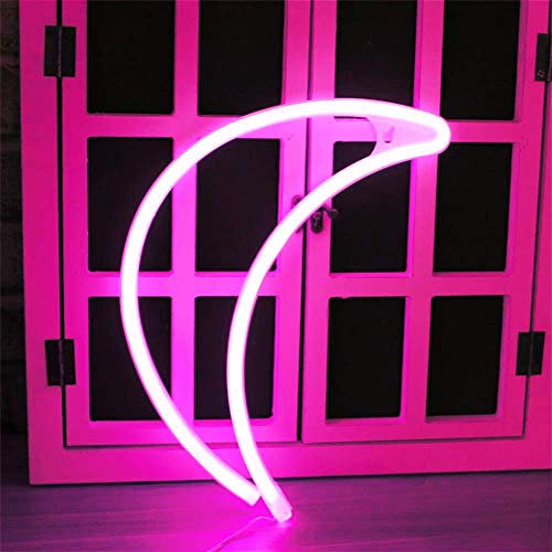 Neon-Mondlicht-Schilder, LED-Mond-Nachtlichter für Kinder, Wand, Geburtstagsparty, Weihnachten, Hochzeitsdekoration (rosa)