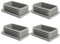 Enkotrade 4 Stück Lamellenstopfen Grau für Rechteckrohre, 60x40 mm, Rohrabdeckung aus hochwertigem Polyethylen Kunststoff, Stopfen, Endstopfen, Kappen, Gleiter | Rohrstopfen Rechteckig