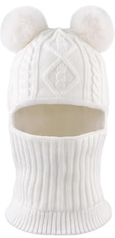 XIAOHAWANG Wintermütze Jungen Warme Strickmütze Mädchen Dicke Kindermützen Schlupfmütze Winddicht Kälteschutz Mütze für Baby, Kinder (Weiß, 3-9Jahren)