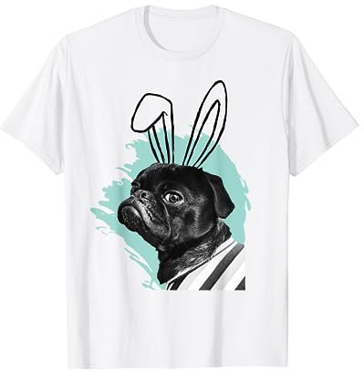 Ostern Schwarzer Mops Hund Osterhase Mopsbesitzer Frauchen T-Shirt