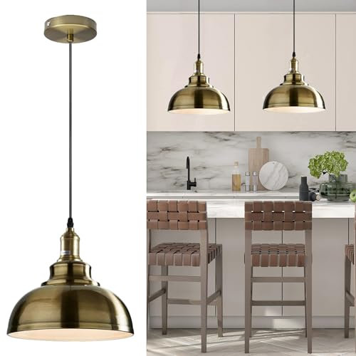 LEDSone Moderne Vintage-Pendelleuchte, industrielle Deckenleuchte, ideal für Esszimmer, Bars, Clubs und Restaurants, E27-Sockel (grün Messing)