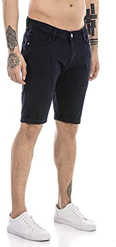 Redbridge Jeans-Shorts für Herren Kurze Hose Denim Freizeithose Chino Look Dunkelblau W33