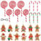 ELECLAND 24 Pcs Gingerbread Man and Candy Cane Lollipop Hanging Ornaments for Christmas Tree Decorations, Xmas Holiday Party Favors