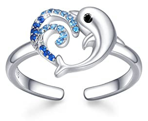 Delfine Ring 925 Sterling Silber Verstellbare Tier Delfin Ring Delfin Schmuck Tier Abschlussgeschenk für Damen Mädchen Freund