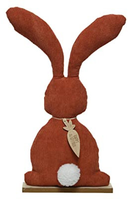 Osterhase Deko Aufsteller 45cm Samt Holz Osterdeko Dekofigur Hase Frühling Terracotta