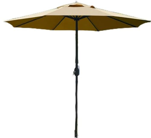 GGHBOY 2.5m Parasol de Jardin, Patio Parasol Réglable avec Manivelle, Parasol Pliable en Polyester avec Mécanisme et Inclinaison Protection Solaire pour Jardin Terrasse, Balcon, Piscine Beige