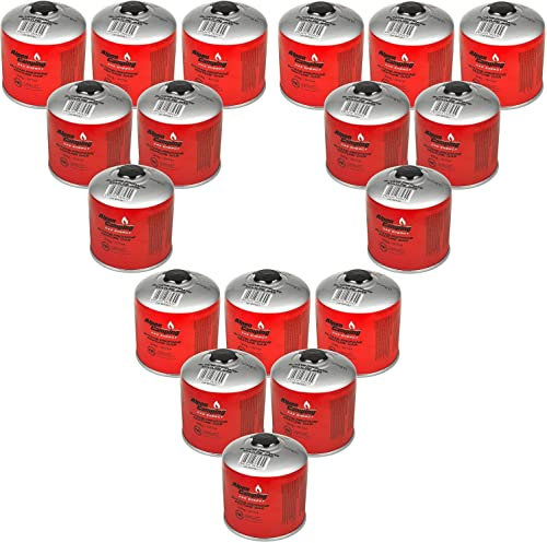 Alpen Camping IK008 18x 877 ml / 500g Gaskartuschen mit Propan-Butan Schraubkartusche mit 7/16“ Anschluss für Gaskocher Campingkocher Bunsenbrenner Lötbrenner EN417 (18 Stück)
