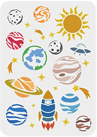 FINGERINSPIRE Space Stencil 29.7x21cm Reusable Planet Drawing Stencil