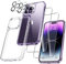 UniqueMe für iPhone 14 Pro Max Hülle, 5-in-1-Set Handyhülle für iPhone 14 Pro Max Case Rundumschutz Schutzhülle Cover, 1 Handyhülle & 2 Schutzfolie & 2 Kameraschutz - Transparent