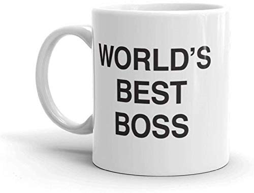 Tasse en céramique avec inscription « World's Best Boss » - 325 ml - Idée cadeau amusante et unique pour le bureau, homme, femme, patron, collègues