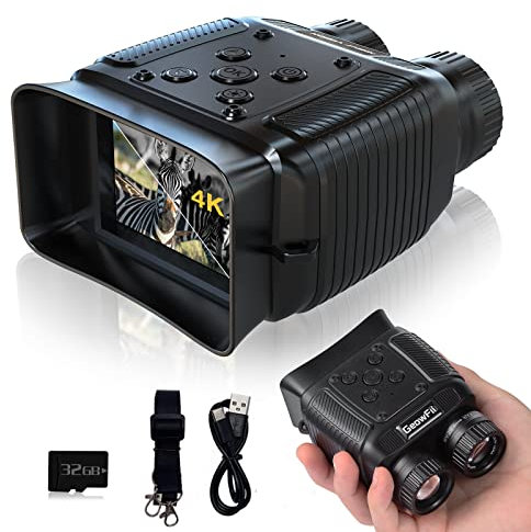 Nachtsichtgerät, 4K Digital Infrarot Nachtsicht Fernglas Mini für 100% Dunkelheit, 984ft Reichweite 8X Digitalzoom 4K FHD Video & 40MP Fotos 2000mAh Wiederaufladbar für Jagd, Camping, 32G Karte