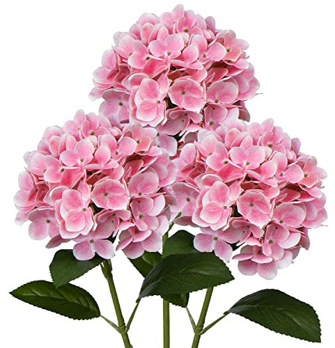 Oairse 3 Stück Künstliche Hortensienblüten 3D-Druck Real Touch Künstliche Blumen wie echte Hortensien für Hochzeit, Zuhause, Hotel, Party, Blumenarrangement, Blumen Durchmesser 19 cm