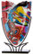 GILDE GLAS art Vase décoratif en Verre Style Rue sur Support en métal - Décoration de Salon - Cadeau pour Femme - Couleur : Rouge - Hauteur : 47 cm