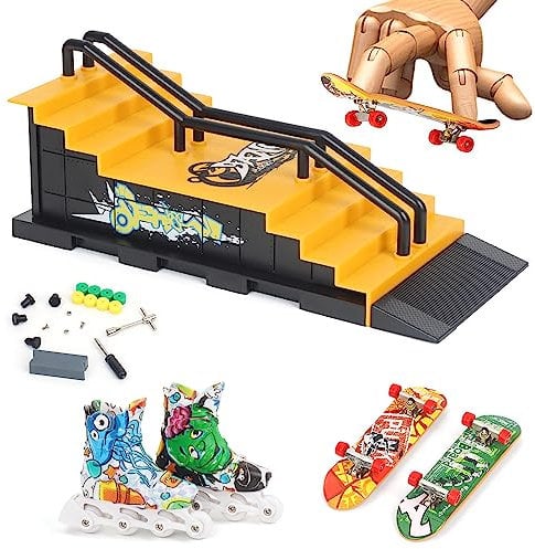 Aolieh Finger Skateboard und Rampe Zubehör Set-Fingerboard Skate Park Spielzeug Set-DIY Finger Skate Boarding Ultimate Sport Training Requisiten Spielzeug für Kinder