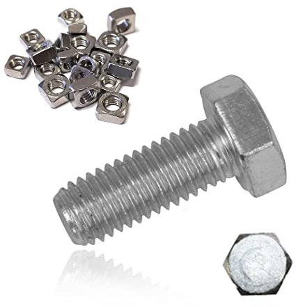 200x Sechskantschrauben + Vierkantmuttern M10x20 Edelstahl A2 Vollgewinde DIN933+557