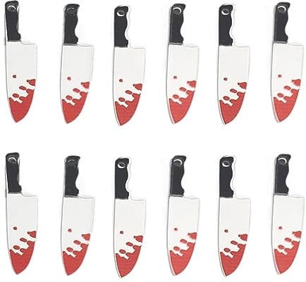 MEISH Fake Knife Charms Mini Acrylic Knives Bead Halloween DIY Jewelry Making Pendant Dangle Earring Charms with Holes (12)
