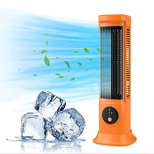 Small Tower Fan - 3 Wind Speeds - Low-Noise Oscillating Desk Tower Fan - USB Powered - Portable Table Fan for Quiet Indoor, Desktop, and Office Us (Orange)