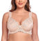 Ayigedu Women's Full Coverage Minimiser Bra Floral Lace Non Padded Plus Size Underwired Bra 48G Beige