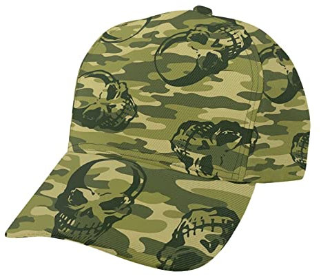 SJOAOAA Baseballkappe verstellbar Saint Patrick's Day mit Kleeblättern Papa Caps Trucker Hüte Verstellbarer Papa Hut Sonnenhut für Männer Frauen, Totenkopf-Tarnmuster, One size