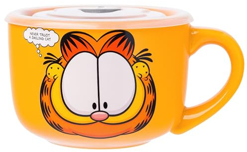 Silver Buffalo Garfield Keramik-Suppentasse mit belüftetem Kunststoffdeckel, 680 ml
