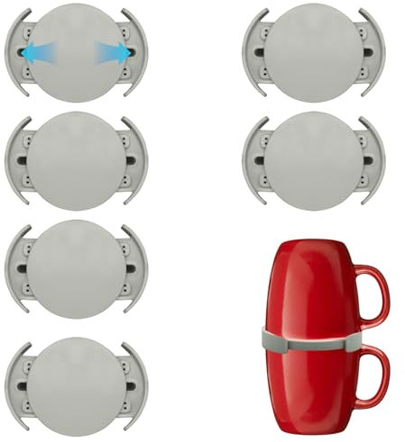 6-teiliger Kaffeetassen-Stapler, verstellbarer Kaffeetassen-Stapler, Tassen-Organizer für Küchenschränke, stapelbarer Kaffeetassen-Organizer für Schrankregal, erweiterbarer Tassen-Stapler (grau)