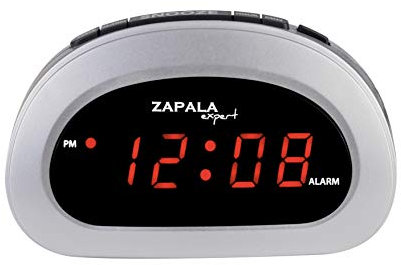 ZAPALA Expert LED Digital Alarm Clock, Desk Bedside Clock with Snooze Function, Battery Backup and Mains Powered (Silver)
