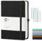 Fasood Notizbuch A5 Dotted,Hardcover Journal Notizbücher,mit 320 Seiten,100g/m² Dickes Papier,PU Hard Cover Notebook,Mehrfarbige Registerkarten, Innentaschen,für Tägliches Arbeitstagebuch