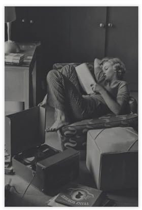Marilyn Monroe liest Vintage-Poster, schwarz-weiß, Leinwand, Poster, Schlafzimmer, Dekoration, Sport, Landschaft, Büro, Raumdekoration, Geschenk, ungerahmt, 30 x 45 cm