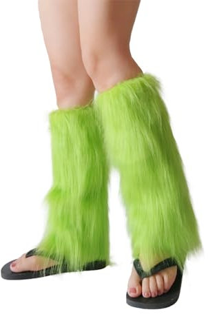Beinwärmer Aus Kunstfell,Beinwärmer Damen Winter,Stulpen Damen,80er Jahre Accessoires,Sexy Damen Bein Stulpen Neon,Für 80s Motto Party Fasching Karneval Tanzen Aerobic Kostüm Accessoires (Grün)
