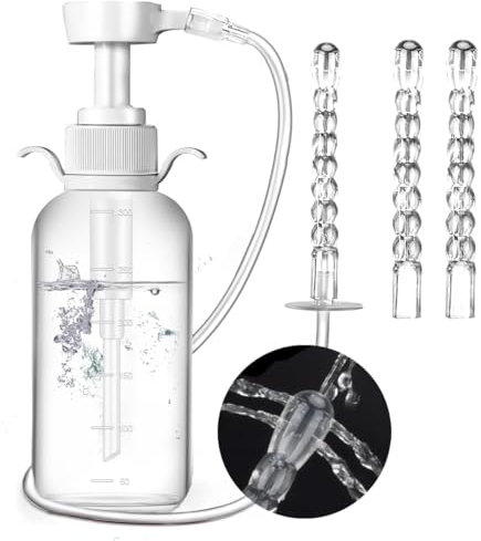 TheGreen Enema Clistere Per La Pulizia Intestinale - Clisteri Per Lo Svuotamento Intestinale Per Uomini E Donna (330ML-3 NOZZLES) Rosa, Silicone