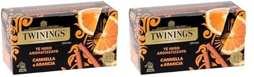Twinings, Tè Nero Aromatizzato all'Arancia e Cannella, Sapore Avvolgente, con Caffeina, Infusi e Tisane, Confezione da 50 Filtri
