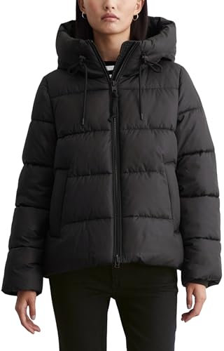 Marc O'Polo Denim Damen Steppjacke mit Kapuze wasserabweisend, Schwarz (Black), M