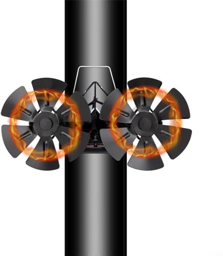 Ventilador de estufa de 12 aspas, ventilador de quemador de madera de doble cabeza, ventilador de chimenea alimentado por calor para estufa de gas, pellets, leña, leña, funcionamiento