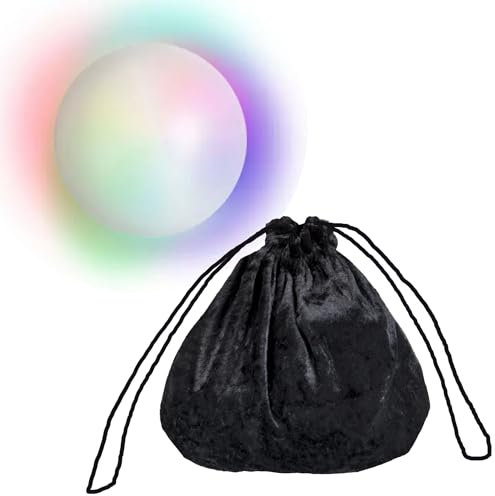 CREATIV DISCOUNT Wahrsager-Set/Hexenset mit leuchtender Kugel und Samtbeutel, 2-teilig, ideal für Karneval, Halloween, Hexenkostüm, Wahrsagerin