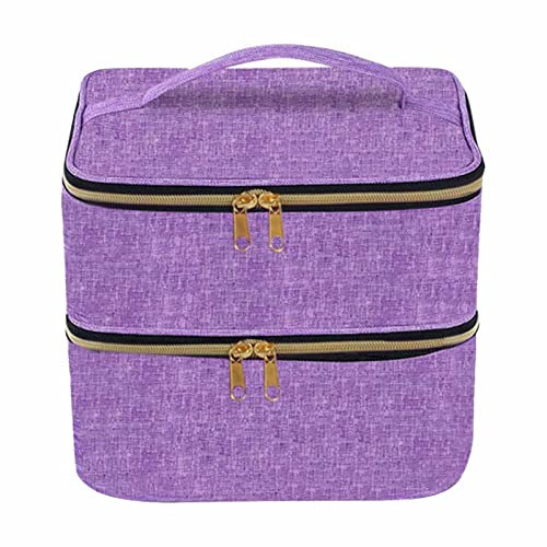 Nagellack-Tasche, Reise-Nagellack-Organizer, tragbar, mit Reißverschluss, geteilte Kosmetik-Organizer-Tasche, mehrere Fächer, Nagellack-Halter für Nagelgel, Nagelfeilen, Purpur, 9.84*7.87*7.48 inches