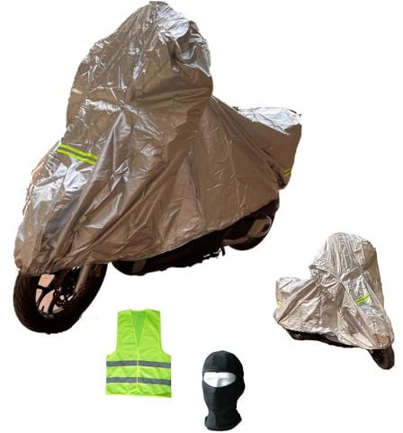 KOMPATIBEL MIT Piaggio SI 50 VAR RL LAMP MOTORRADABDECKUNG FÜR WINDSCHUTZSCHEIBEN-TOP-CASE FÜR MAXIMOTO-Motorrad, WASSERDICHTES Nylon MIT Fluo-Streifen, 295X105X127CM