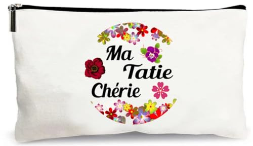 Générique Trousse Beige Personnalisée Ma Tatie Chérie Famille Tonton Tata Neveu Nièce Amour Amie Idée Petit Cadeau Anniversaire Noël Fait Main Femme Fabrication Artisanale Handmade