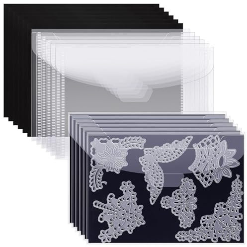 10 Stück Magnetische Blätter, Gummi-Magnetbögen, Magnetplatten für Stanzschablonen, Magnetfolie, mit 10 Stempeltaschen, Aufbewahrung für Stanzformen, für Schablonen Album Stempel