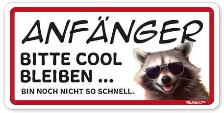 Fahrzeug-Aufkleber Anfänger Waschbär Rot I 20 x 10 cm I wetterfest I kfz775