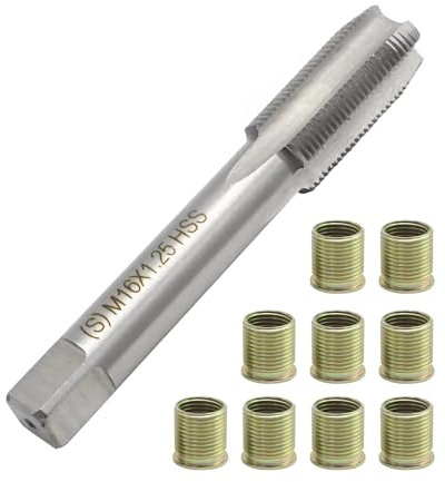 JUUDDENPARTS Universal Spark Plug Thread Repair Kit, Metal Thread Hole Repair Tools with M14 X 1.25 Thread Inserts, M16x1.25 Thread Tap for Gasoline Engines Generators Diesel Engines