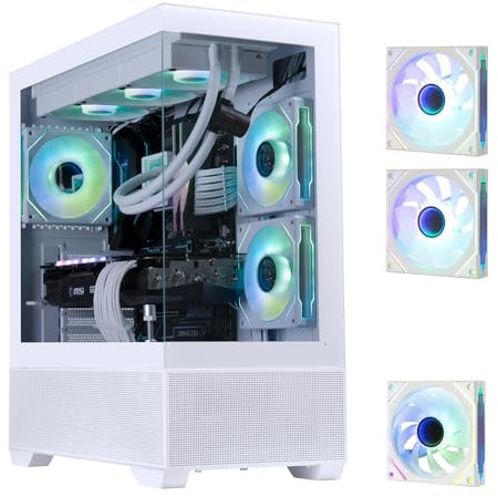 BitFenix CETO Basic High Airflow PC Gaming Case White Panoramic Tempered Glass – 3 X Infinity Mirroring ARGB Fan (2 X Reverse) – 360 mm AIO/GPU 390 mm Supporto
