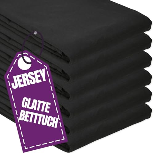 Jersey Glatte Bettlaken 160 x 200 cm ohne Gummizug Anthrazit - Elastische, einfarbige Baumwolle Haustuch - Klassische Hotel Bettücher ohne Spanngummi Laken