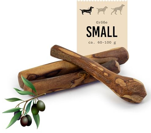 DIBO Olive-Wood, SMALL 60-100g | natürliches Beißspielzeug aus Olivenholz für Hunde | Zahngesundheit & Beschäftigung | Kauwurzel, Kauknochen, Vegan, splitterfrei (Größe S - für Hunde bis ca. 10kg)