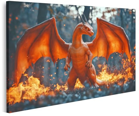 islandburner Bild auf Leinwand Riesiger realistischer Gigantimax feuriger Drachencharakter (2) Bilder Wandbilder Poster