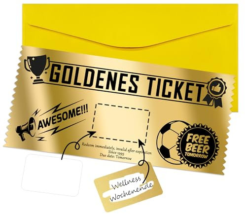 KAOTPO Gutschein zum selber ausfüllen mit Rubbellos, Goldenes Ticket mit Rubbelkarten zum selber beschriften, Geschenke für Frauen, Reisegutschein (1 Stück, Fußball-Auszeichnungen)