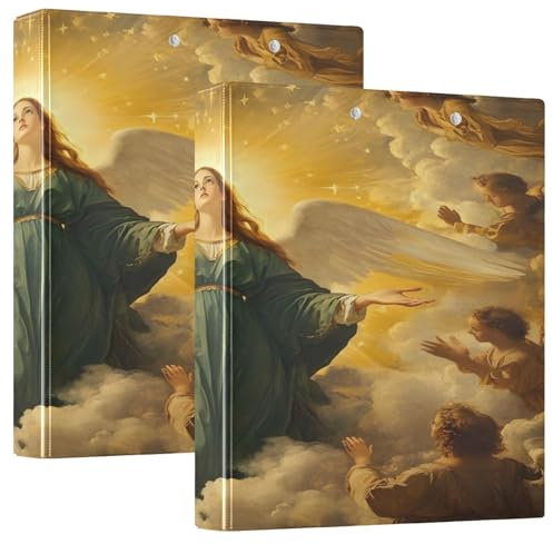 Angel Woman Goldbuch mit 3 Ringen, große Ordner, 3 Ringe, 2 Stück, 3 Ringbücher mit Klemmbrett