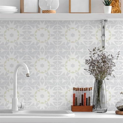 WIQUYBML Gris, Blanc, Jaune Salle de Bains PVC Coller sur Carrelage de Salle de Bains Carrelage Auto-Adhésif Carrelage de Cuisine Durable Coller sur Carrelage de Sol Peler et Coller Mur 15x